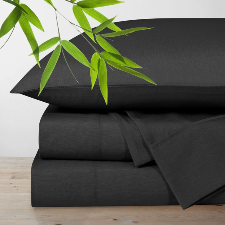 Polyester Bamboo Blend Sheet Set 4 Piece- Black