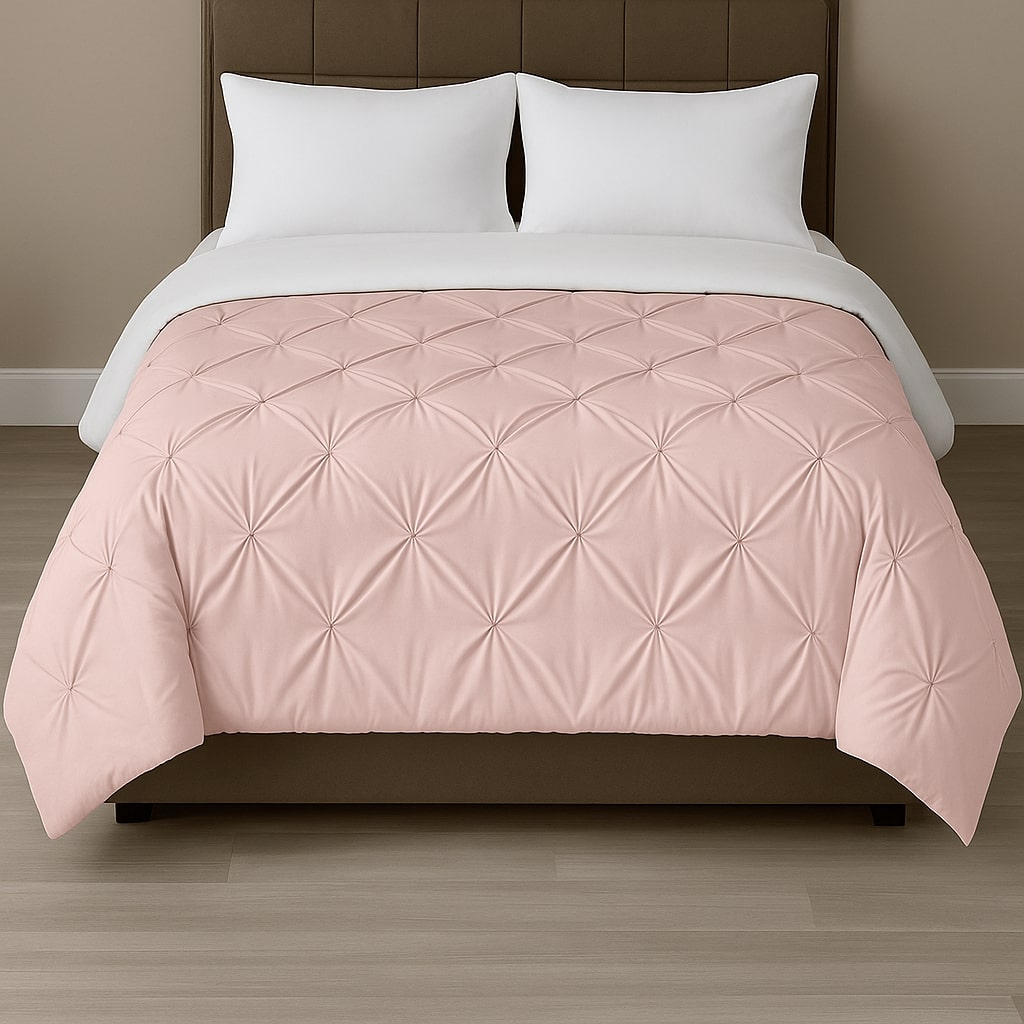 White pintuck duvet cover set, 3 pieces, designed for high-turnover hotel and Airbnb bedding.
