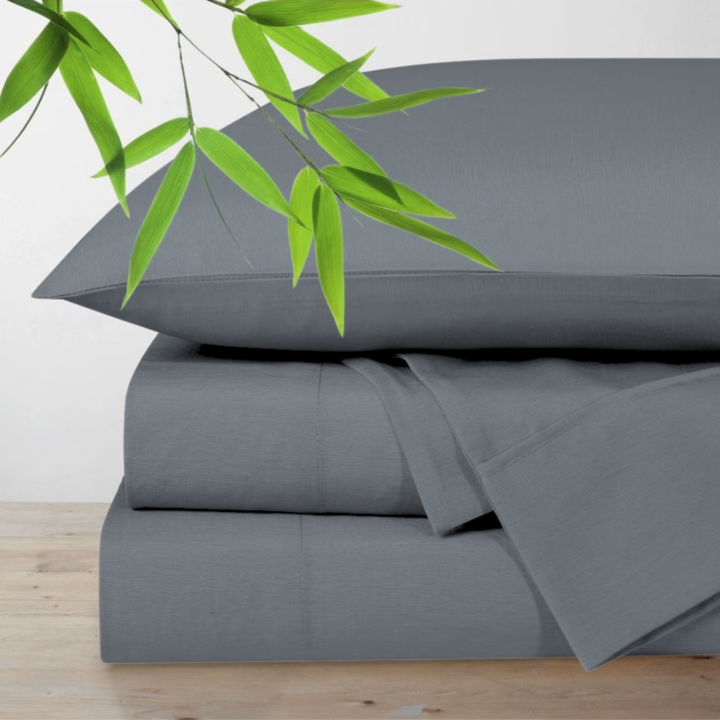 Polyester Bamboo Blend Sheet Set 4 Piece- Charcoal Grey