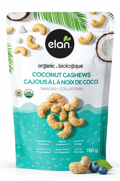 Coconut cashews snack mix, sweet and crunchy nut snack for retail and hospitality use