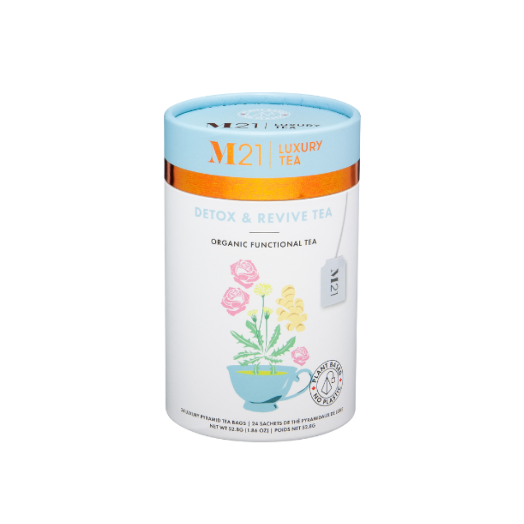 Detox & Revive herbal tea with cleansing herbs and light citrus. A revitalizing blend to refresh and reset your body daily.