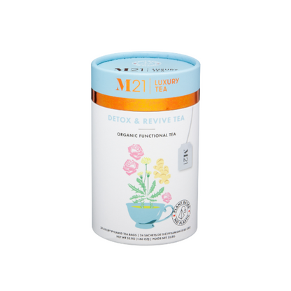 Detox & Revive herbal tea with cleansing herbs and light citrus. A revitalizing blend to refresh and reset your body daily.