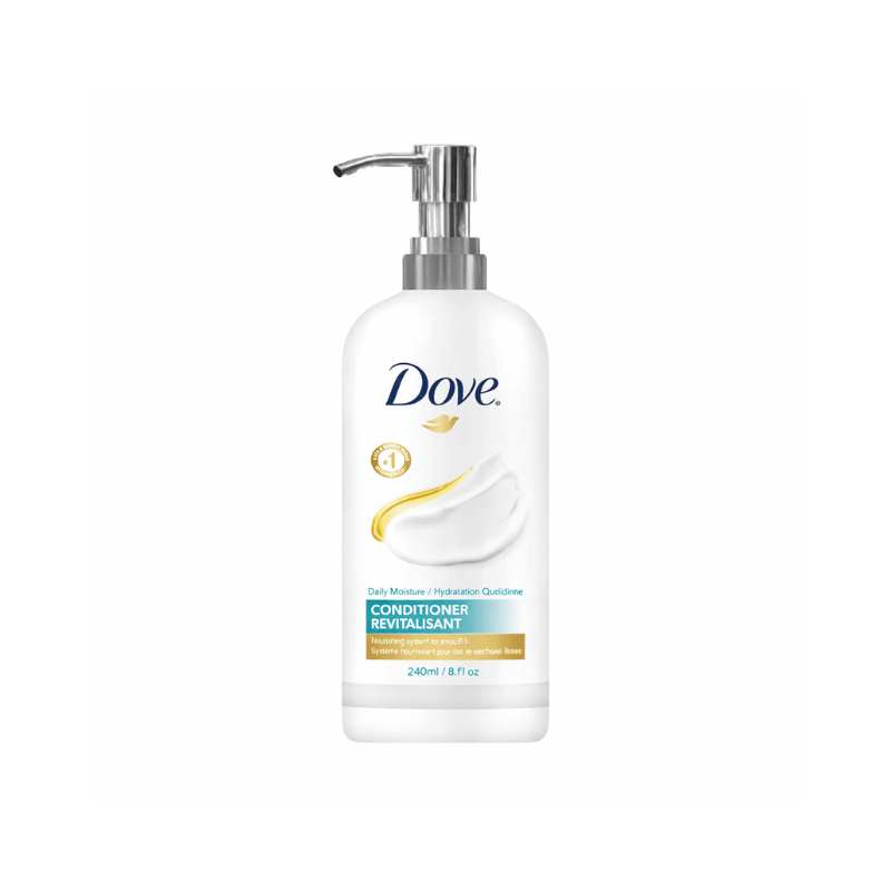 Dove conditioner, smooth and hydrating formula, ideal for hotels, guest bathrooms, and daily use