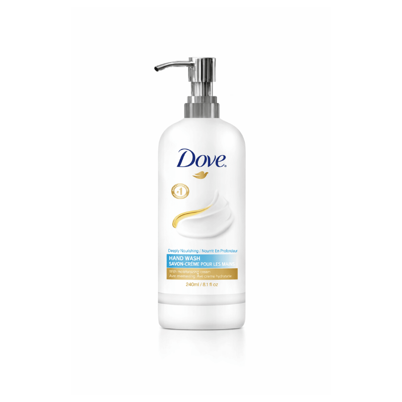 Dove hand wash, gentle and moisturizing formula, ideal for hotels, guest bathrooms, and daily hygiene