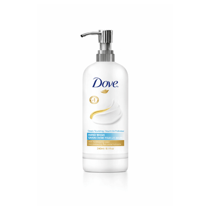 Dove hand wash, gentle and moisturizing formula, ideal for hotels, guest bathrooms, and daily hygiene