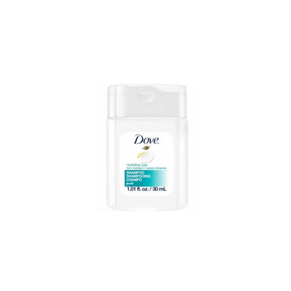 Dove shampoo 30ml hydrating care mini bottle, hotel amenity for guest bathrooms, resorts, and hospitality supplies