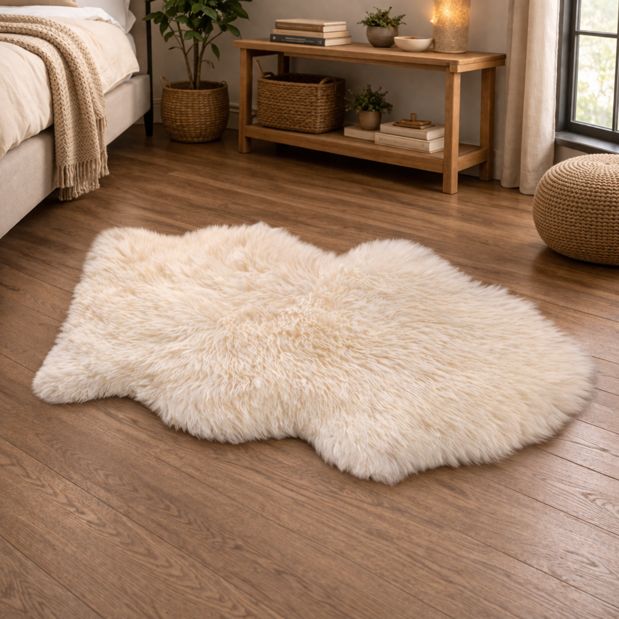 Soft faux skin rug for home decor, stylish accent piece ideal for living rooms, bedrooms, and modern interior spaces