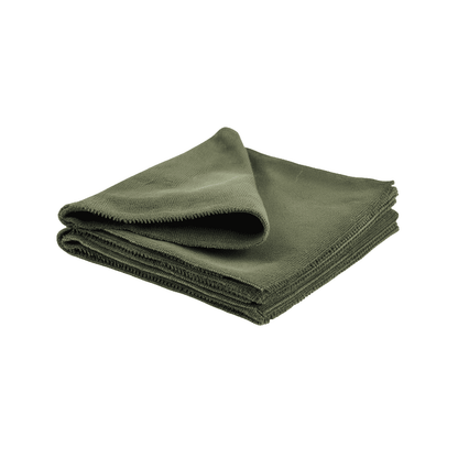 Green microfiber cleaning cloth 16x16, high-quality 300GSM towel for hotel housekeeping and professional cleaning.