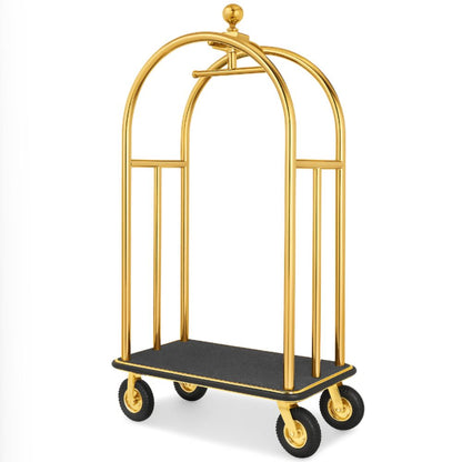 Elegant Hotel bellman cart brass colour with dark grey carpet