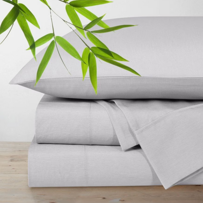 Polyester Bamboo Blend Sheet Set 4 Piece- Light grey