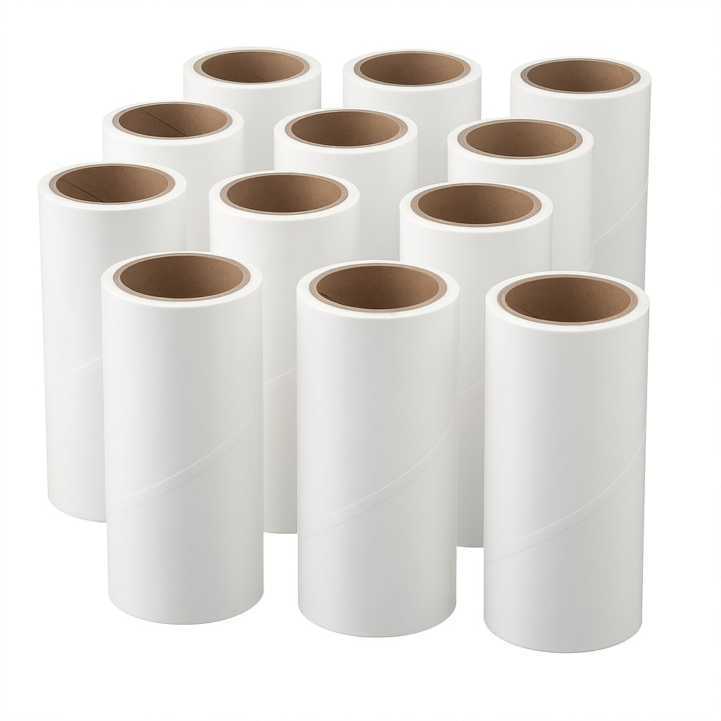 Premium lint roller with adhesive sheets, ideal for removing pet hair, dust, and lint from clothing, upholstery, and fabrics