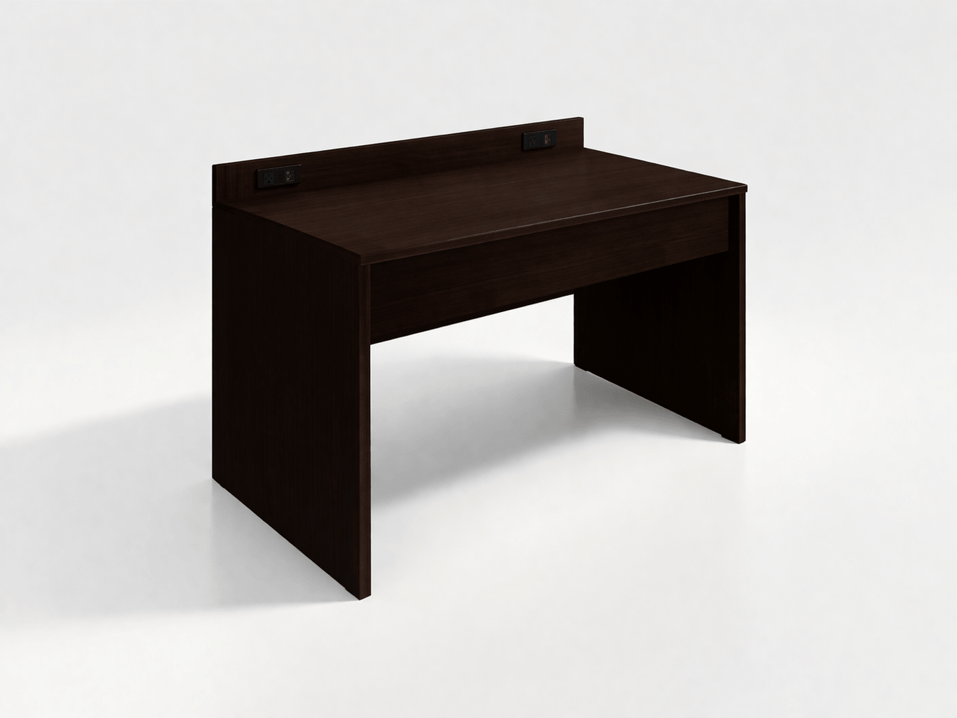 Hotel bedroom bench in dark wood for guest room seating and luggage placement