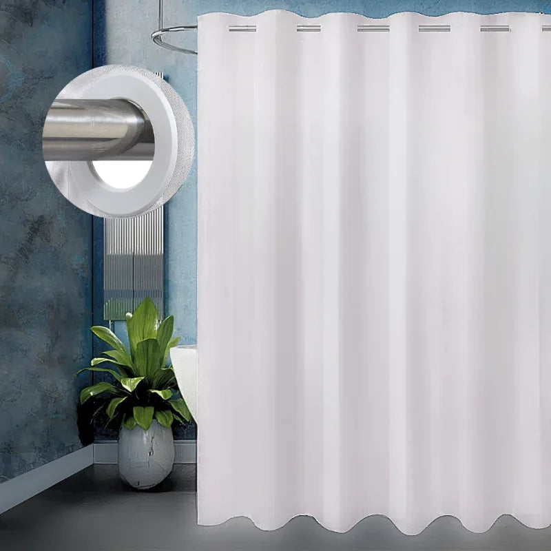 Hook Less Shower Curtain 1 Piece - Solid white