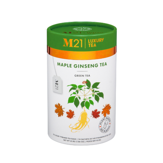 Ginseng maple green tea. Naturally caffeinated and perfect for a balanced energy boost during the day.