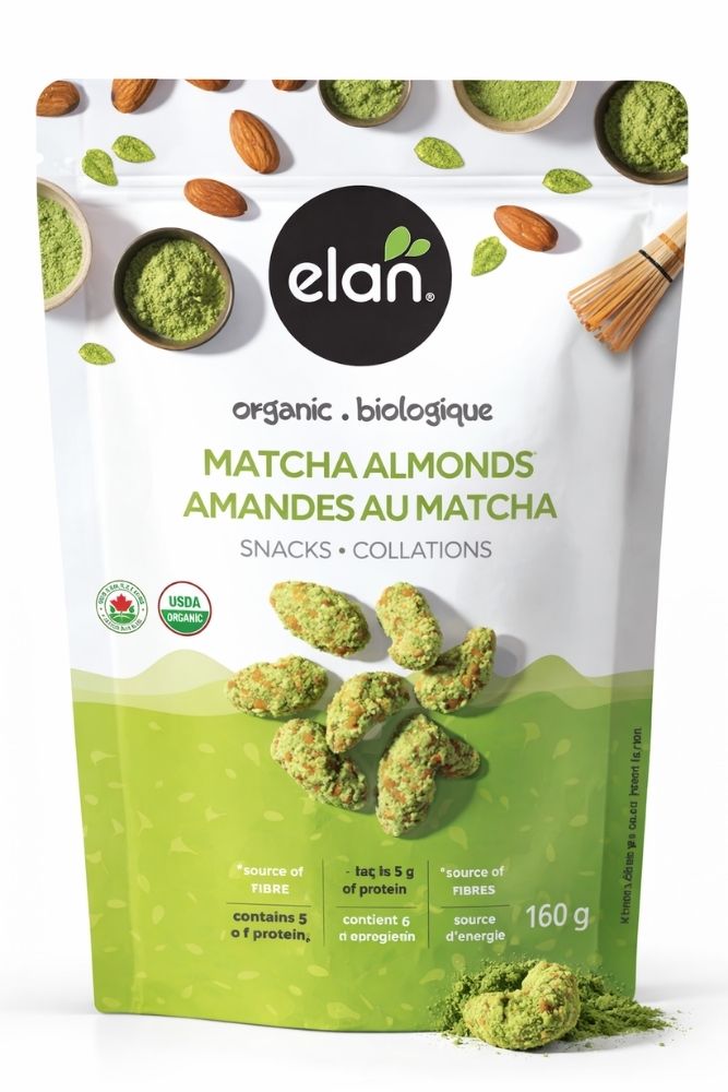 Matcha almonds snack pack, green tea coated nuts for healthy snacking and retail use