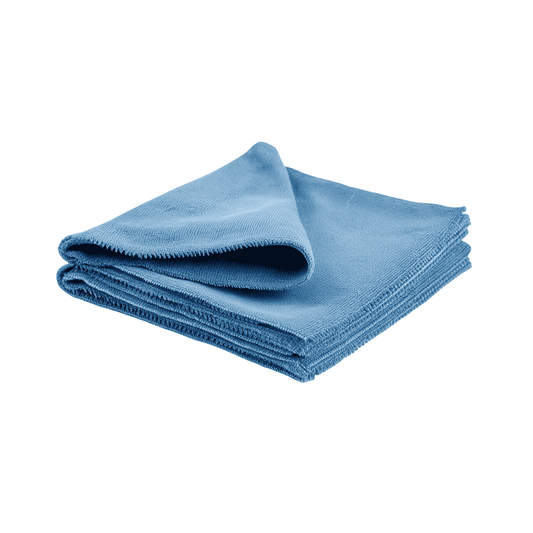 Light blue microfiber cleaning cloth 15x25, ideal for hotels, resorts, and Airbnb, lint-free and streak-free finish.