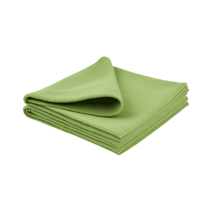 Light green microfiber cleaning cloth 15x25, reusable and eco-friendly for resorts, motels, and Airbnb properties.