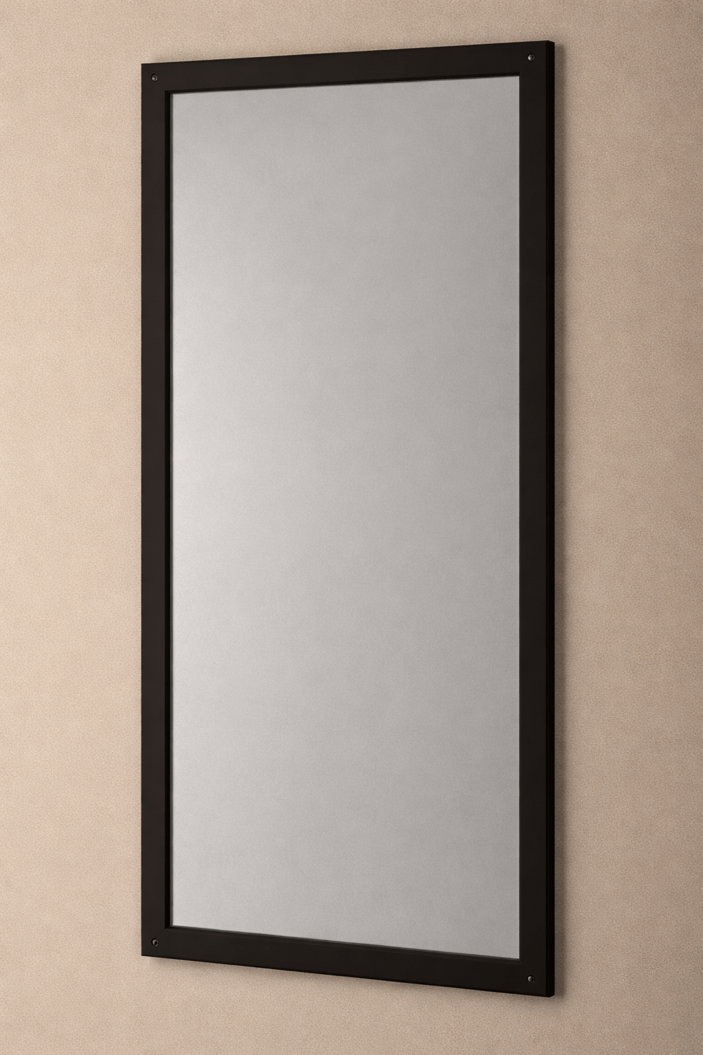 Rectangular hotel room mirror with dark wood frame for modern interior design