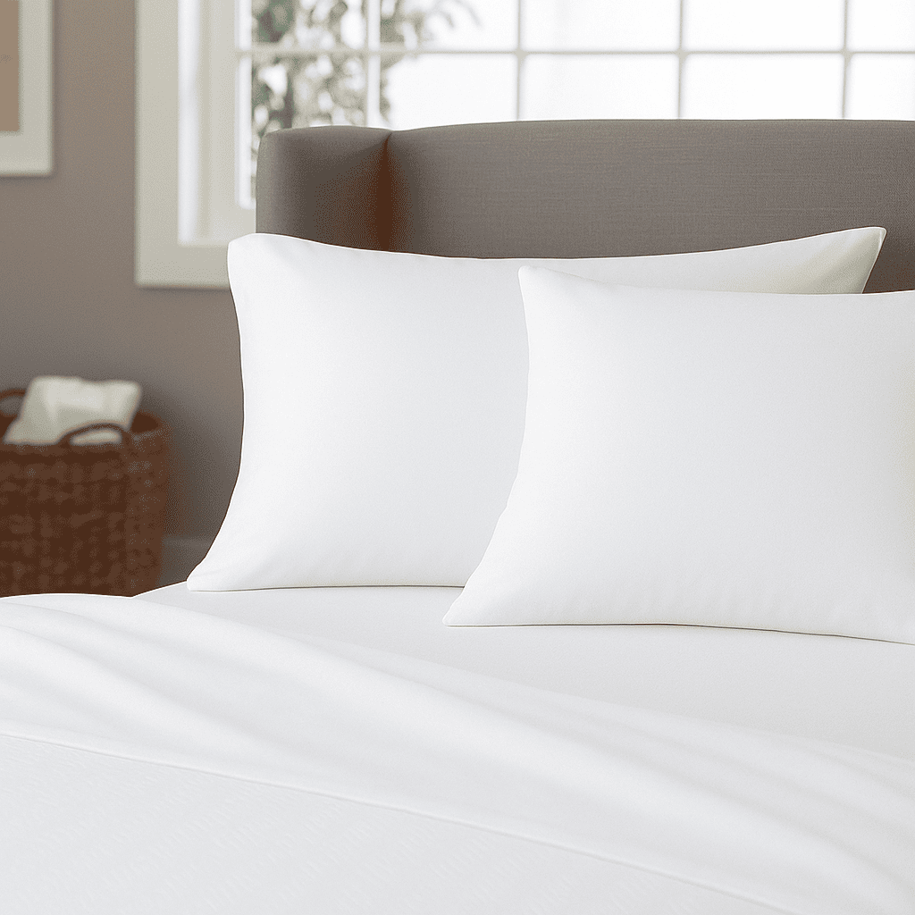 White pillowcase, 50% cotton 50% polyester perfect for hotels, resort and hospitality use.