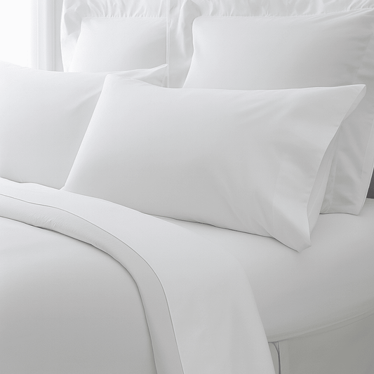 White pillowcase in microfiber. Perfect for hotels and hospitality use.