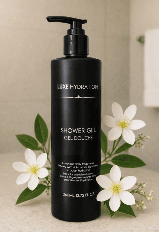 360ml Luxe Hydration shower gel for hotels and Airbnb. Bulk guest amenity with gentle cleansing and a premium feel.