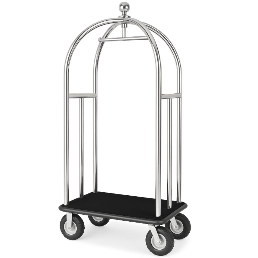 Premium Hotel bellman cart chrome colour with black carpet