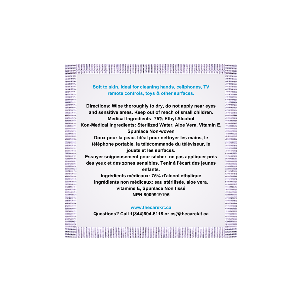 Hand Sanitizer Wipes, 99.99% Viruses Bacteria Alcohol Wipes- back view