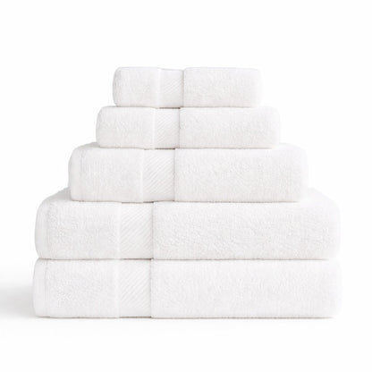 Hotel towel set, bath, hand, and face towels, soft and absorbent, ideal for guest bathrooms and hospitality use