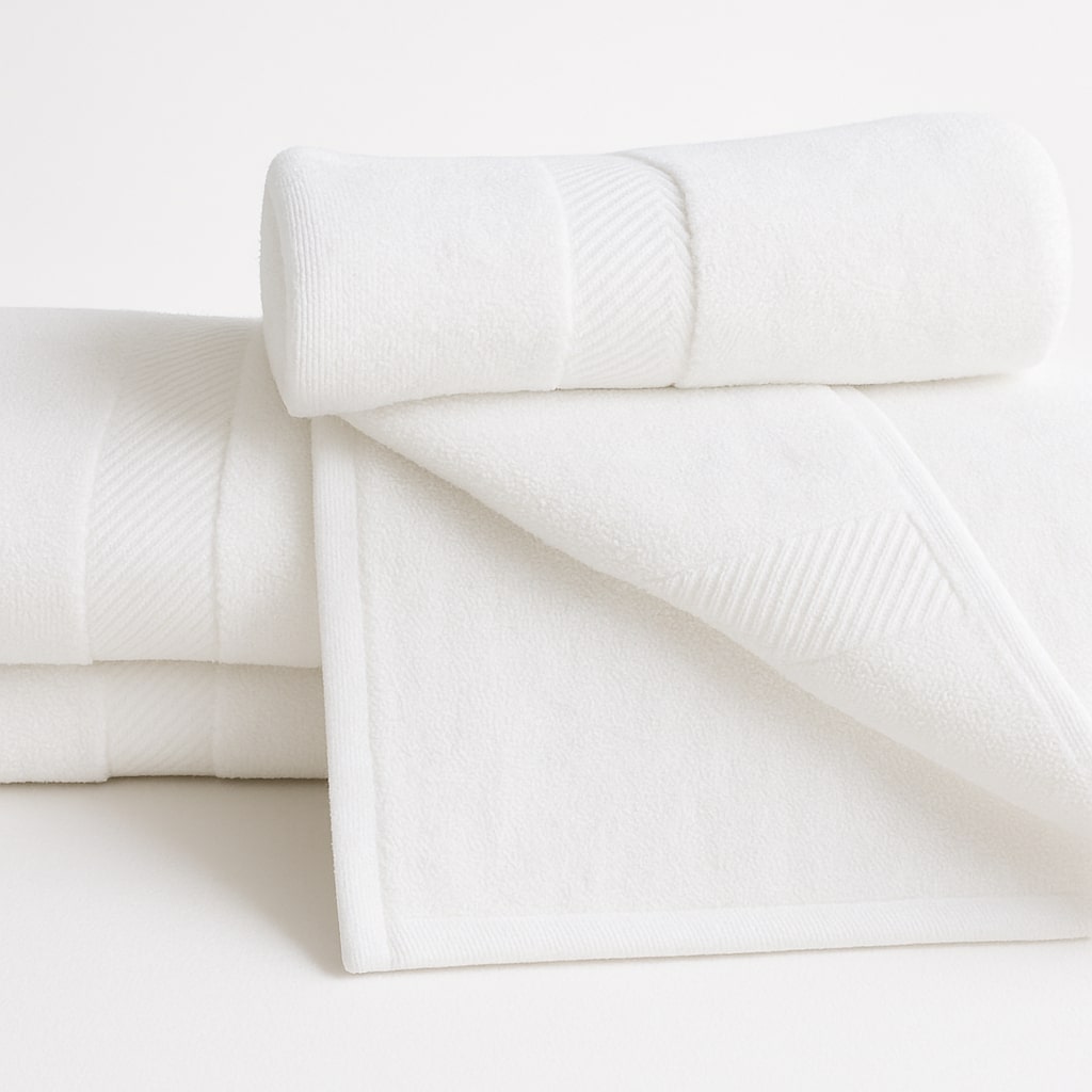 Luxurious white Turkish cotton towel with a plush texture, designed for spa-like softness and everyday comfort