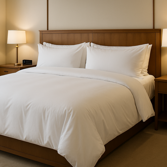 Premium queen duvet cover, 400 TC sateen cotton with subtle sheen, crafted for upscale hotels, resorts, and luxury guest accommodations.