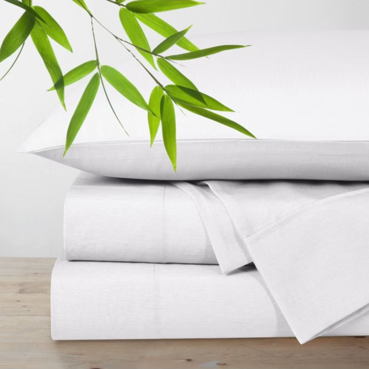 Polyester Bamboo Blend Sheet Set 4 Piece- White