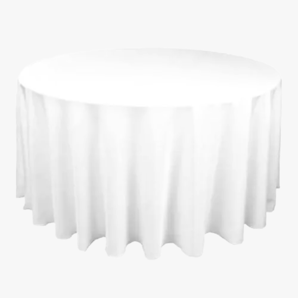 Round Table Mat 120" -  White  / Spun Polyester.