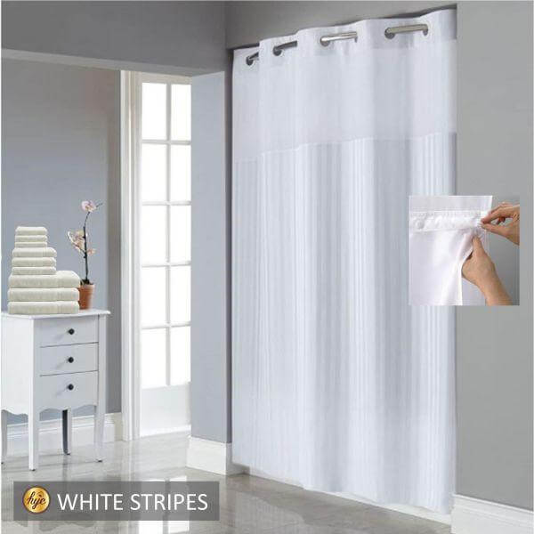 2-pc Hookless Shower Curtain - White Stripes