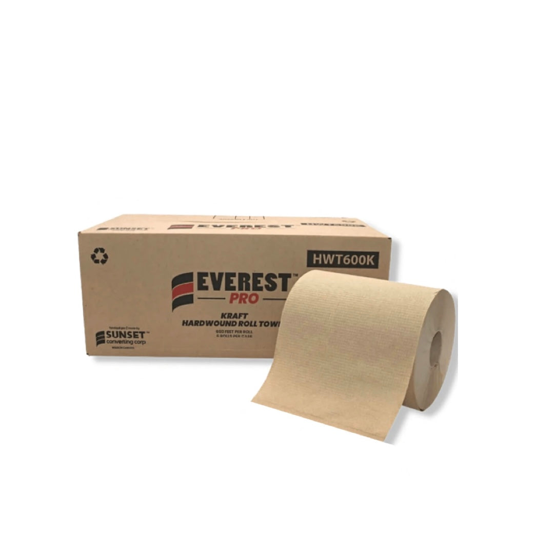 Everest Pro Kraft Paper Towel rolls - 1 ply - 600 sheets (6 rolls/case)