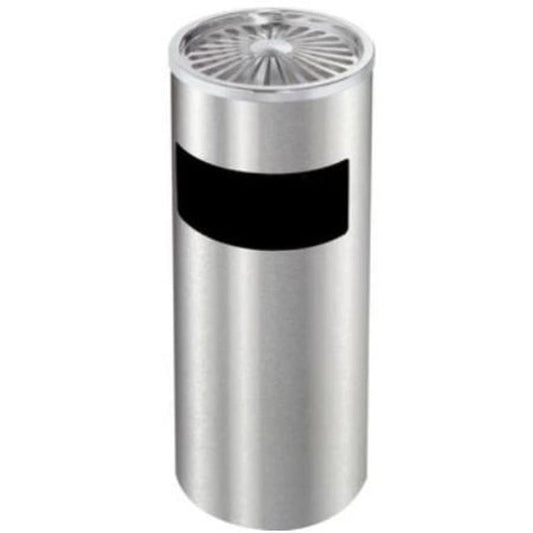 Stainless Steel Garbage/Litter Bins With Ash Tray - Round - Silver