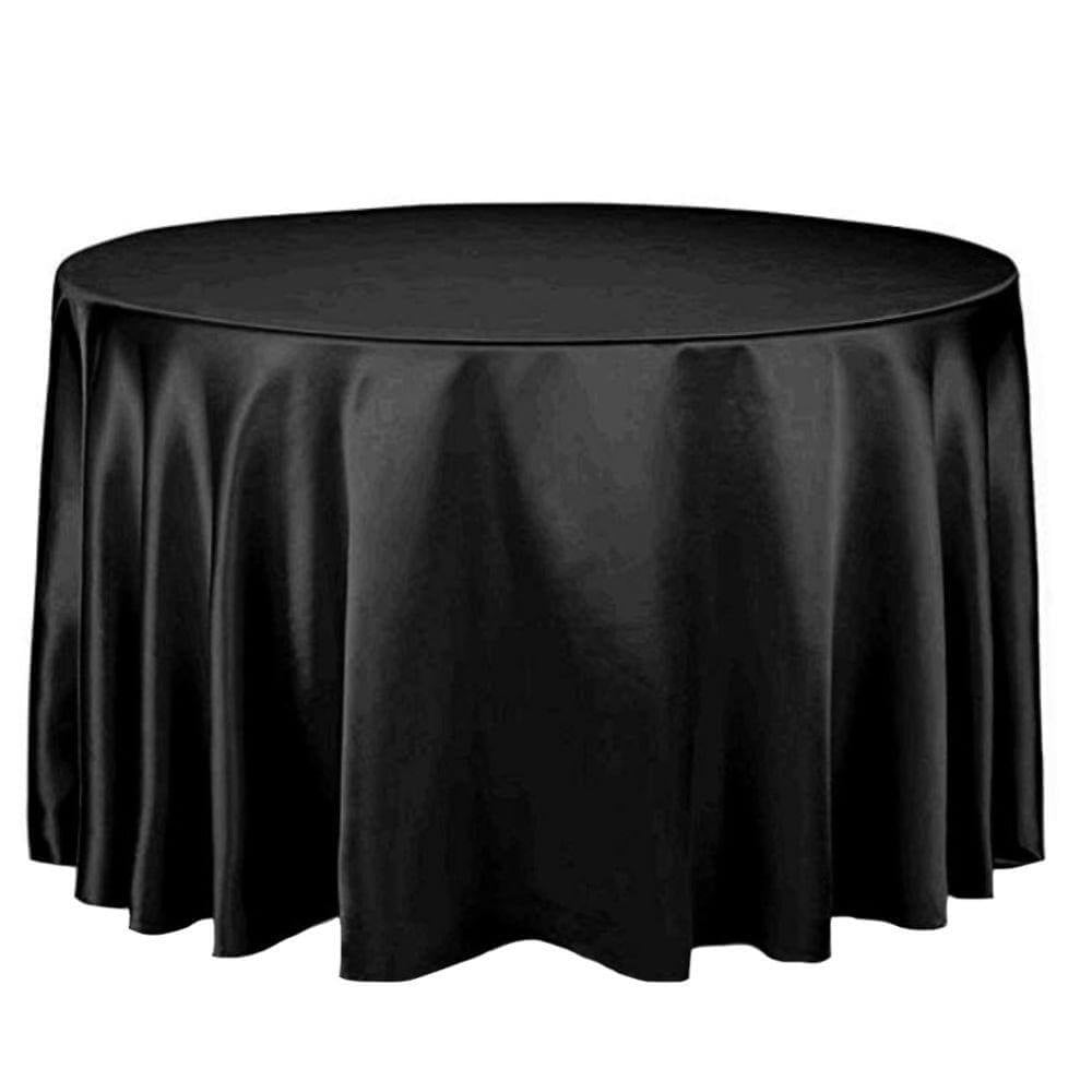 Satin Spun Polyester Black Tablecloth - Round