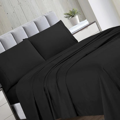 4 Pieces Bed Sheet Set - Black