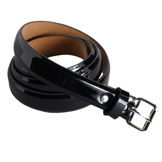 Black Patent Leather Belt with Buckle