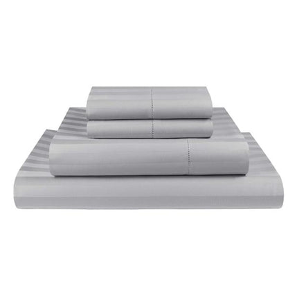 Stripe Pattern Deluxe Fitted Bed Sheet - Grey