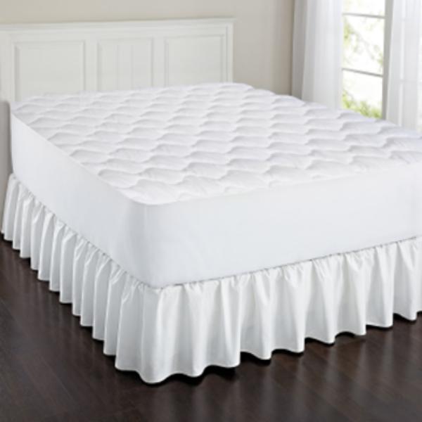 White Fitted Elastic Skirt Quilted Mattress Pads