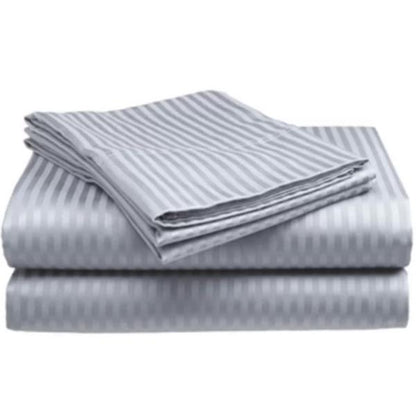 Flat sheets boast a cotton / White Satin stripes
