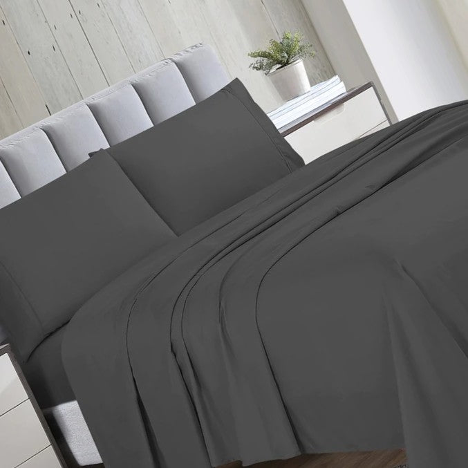 4 Pieces Bed Sheet Set - Grey