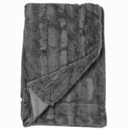 Reversible Lightweight Faux Fur Throw Blanket 50 X 60 Dark Grey