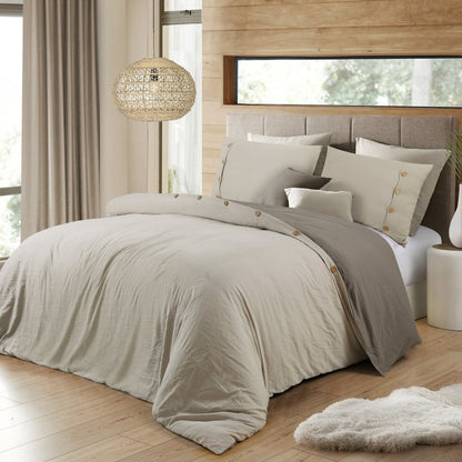 Solid Color Bedding Reversible Duvet Cover Set - Grey