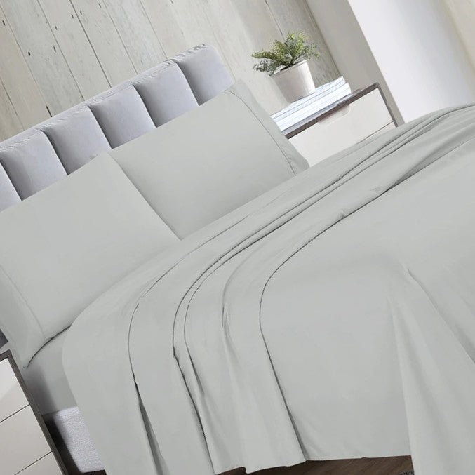 4 Pieces Bed Sheet Set - Light Grey
