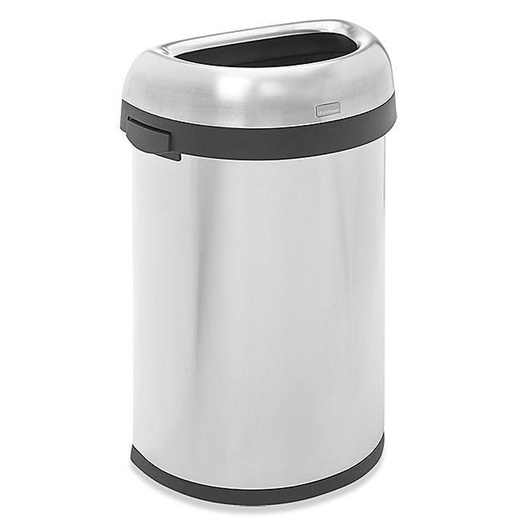 Stainless Steel Trash Can w/ Wide Open Top with black rim