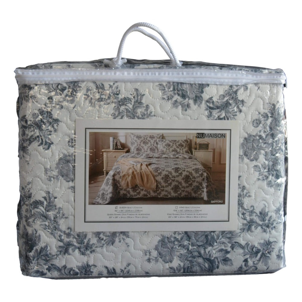 Hospitality Quilt Bed Spread - Blue & White Floral