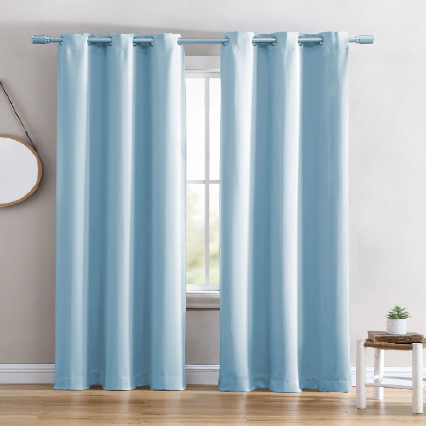 Ring Top Solid Blackout Thermal Grommet Single Curtain Panel Baby blue