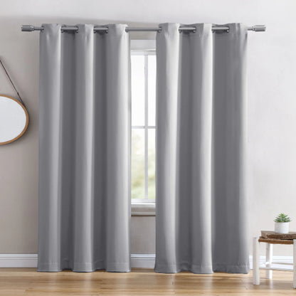 Ring Top Solid Blackout Thermal Grommet Single Curtain Panel Grey