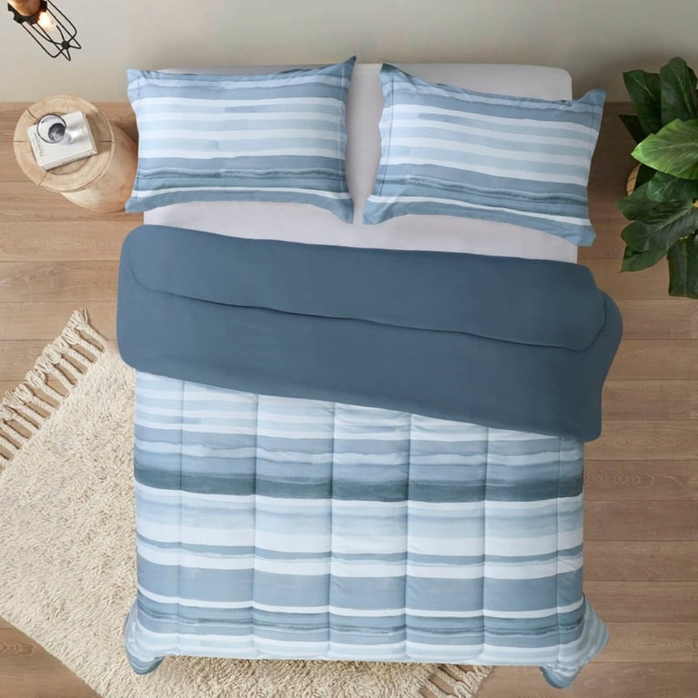 Printed Water Stripe Duvet Cover Set 3 Pieces